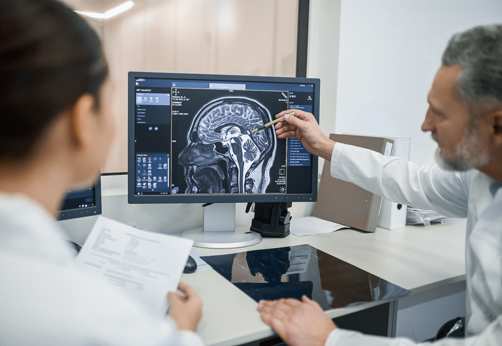 colleagues discussing mri results